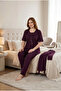 Women's Plum Maternity Pajama Set with Ruffle Detail, 3-Piece Pajama Set - 5