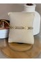 Geometric Zircon Stone Detail Gold Women's Steel Bracelet