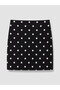 Vizyon New Season Black Polka Dot A-Line Mini Skirt with Elastic Waist - 7