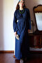 Belted Linen Dress Navy Blue