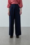 Wide Pleated Palazzo Trousers Navy Blue - 3