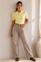 Women's Buttoned Polo Collar Openwork Short Sleeve Knitwear Blouse - 3