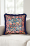 Exotic Tiger and Flower Garden Fringe Pillowcase - Ethnic Jungle Navy Blue Tassel Throw Pillow Cover - 6