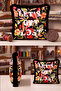 Lets Get Lost Tropical Floral Fringed Pillowcase-Botanical Pomegranate Flower Black Tassel Throw Pillow Cover