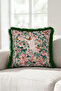 Floral Patterned Bird Motif Fringed Pillowcase-Romantic Garden Boho Navy Blue Tassel Throw Pillow Cover - 3