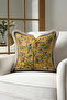 Exotic Bird Flower Garden Fringe Pillowcase - Botanical Navy Blue Cream Tufted Throw Pillow Cover - 7