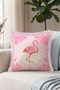 Exotic Flamingo Tropical Motif Fringed Pillowcase-Bohemian Island Cream Pink Tassel Throw Pillow Cover - 3