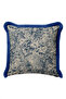 Flower Garden Elegant Fringed Pillowcase - Toile Botanical Beige Blue Navy Blue Tassel Throw Pillow Cover - 5