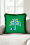 Palm Tree Tropical Fringe Pillowcase - Exotic Island Bohemian Green Blue Black Tassel Throw Pillow Cover - 2