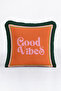 Retro Slogan Pop Art Look Fringed Pillowcase-Bohemian Text Pink Black Tassel Throw Pillow Cover - 4