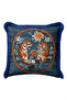 Tiger Design Exotic Floral Fringe Pillowcase - Jungle Bohemian Navy Blue Tassel Throw Pillow Cover - 7