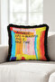 Colorful Lettering Fringed Pillowcase - Pop Art Pink Orange Black Tasseled Throw Pillow Cover - 55X55 cm - 7