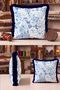 Elegant Spring Pattern Fringe Pillowcase with Floral Design - Botanical Bohemian Navy Blue Tassel Throw Pillow Cover - 4