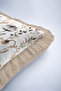 Elegant Botanika Fringed Pillowcase with Floral Pattern - Soft Floral Gray Mink Tassel Throw Pillow Cover - 8