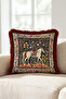 Horse Patterned Fringed Pillowcase - Botanical Ethnic Bohemian Black Burgundy Tassel Throw Pillow Cover - 6