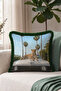 Fringed Pillowcase with Safari Leopard Motif - Palm Bohemian Blue Green Tassel Throw Pillow Cover - 2