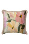 Flower Pastel Floral Fringe Pillowcase-Artistic Botanical Pink Green Cream Tufted Throw Pillow Cover - 3