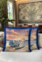 Coastal Sunset Retro Fringe Pillowcase - Vintage Surf Blue Navy Tassel Throw Pillow Cover - 7