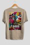 Paris France 4 Beige Oversize Country City Back Printed Unisex T-Shirt 100% Cotton Premium