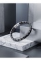 Men's Bracelet with Square Hematite Natural Stone, Steel Rope and Clip 01887 - 3