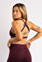 Contrast Double Color Ribbed Burgundy Twist Bra with Removable Pads - 5