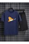 Zipper Teddy Bear Pattern Printed T-Shirt Shorts Loose Fit Comfortable Fit Black Bottom Black Top Shorts Set