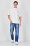 Men Crew Neck Short Sleeve Embroidered Logo T-Shirt, Off White - 4