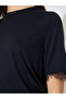 Black Round Neck T-Shirt With Lace Trim - 4