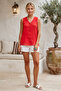 Narçiçeği V-Neck Sleeveless Buttoned Casual Muslin Woven Blouse with Buttons on the Sides 58 56 - 6