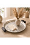 Luhpar Wave Textured Aluminum Round Tray with Black Wooden Handles - 25 cm - 2