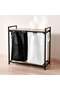 Atlee Metal Frame Laundry Hamper 75.5x33x73cm - Black/White - 4