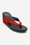 Pryon Red Suede Genuine Leather Women's Flip-Flop Slippers with Wedge Heels - 3