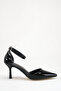 Women's Mirror Black Pointed Toe Heeled Shoes - 2