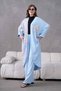 Women's Floral Embroidered Kimono Top and Bottom Set - 3