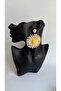 Cream Large Straw Flower Earrings (8 cm) - 5