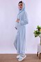 Effortt Maternity Pajama Set with Hijab and Breastfeeding Feature - Long Robe - Blue - 3