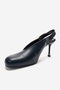 Flaris Navy Blue Leather Women's Heeled Shoes - 6