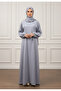 Slate Gray Silk Abaya-887
