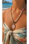 Natural Stone Pink Quartz and Sea Breeze Design Handmade Women's Necklace - 3