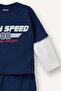 100% Cotton Long Sleeve Printed 2-Piece Navy Blue Set for Baby Boy H8830A526Au - 2