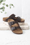 Men's Brown Double Buckle Slippers Daily Summer Anatomical Comfortable Sole