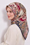 Patterned Cotton Silk Scarf Ls2203 02-Ecru-Navy Blue-Powder