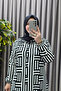 Women's Clothing Plus Size Space Fabric Maze Pattern Buttoned Shirt Dress - 5