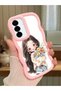 Samsung Galaxy A56 Compatible Case Camera Protector Pink Silicone Couple Phone Case Girl Pattern