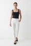 White Elastic Waist Pocketed Skinny Leg Trousers 3211 - 2