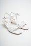 Olivia White Cross-Strapped Short (4cm) Heeled Women's Sandals - 5