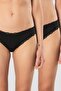 Women's Lycra Ribbed Lace Bikini Panties 2-Pack 928/Black
