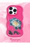 iPhone 15 Pro Compatible Case with Camera Protection Red Silicone Couple Phone Case with Floral Pattern - 2