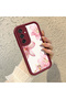 Samsung Galaxy M15 Compatible Case Camera Protector Burgundy Silicone Couple Phone Case Floral Pattern - 2