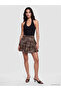 Peak New Season Black Leopard Patterned Layered Mini Skirt with Shorts